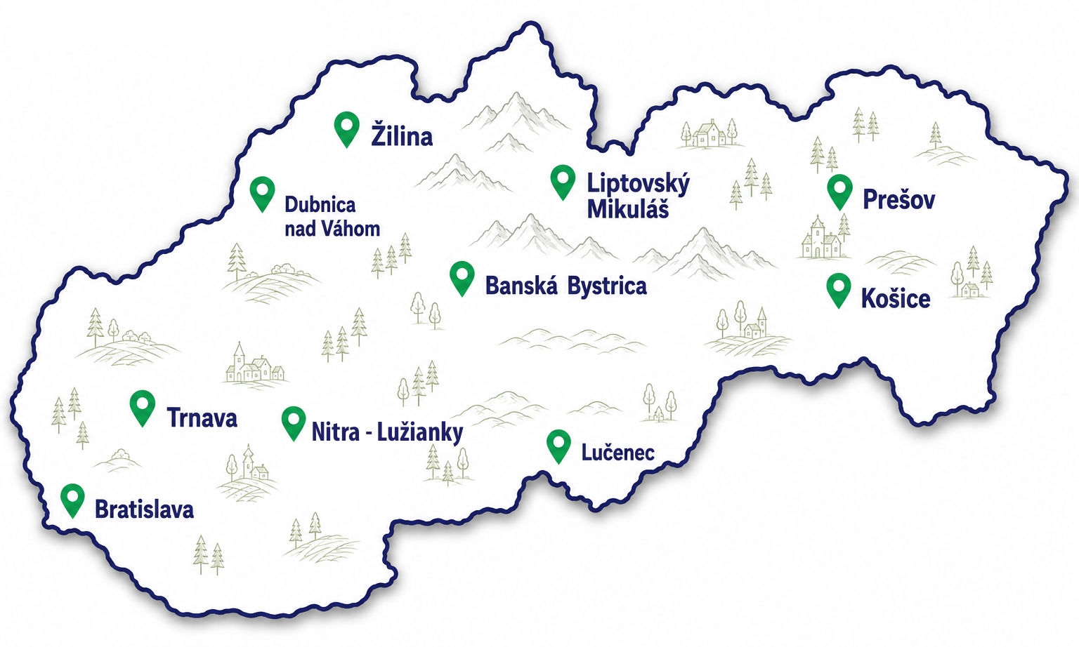 Mapa regionálnych centier